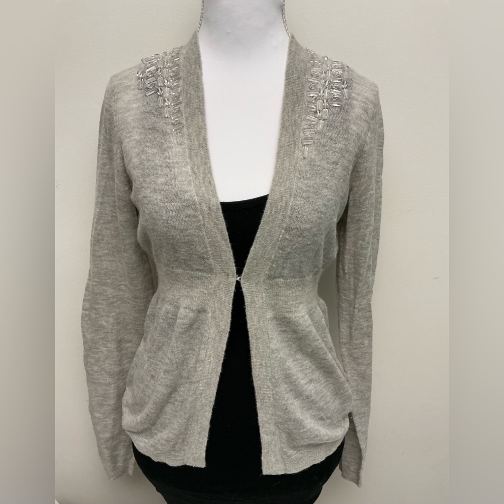 Rebecca Taylor Embroidered Cardigan Sweater Womens S Gray Babydoll Rebecca Taylor Embroidered Cardigan Sweater Womens S Gray Babydoll